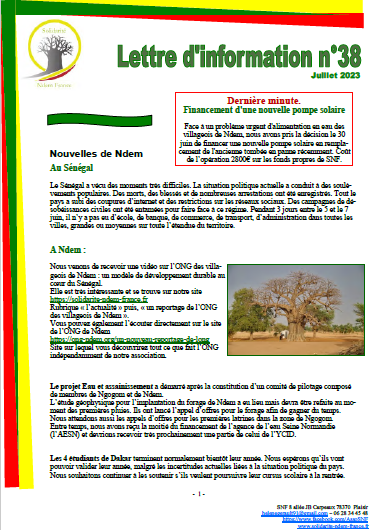 Lettre d&rsquo;information N°38